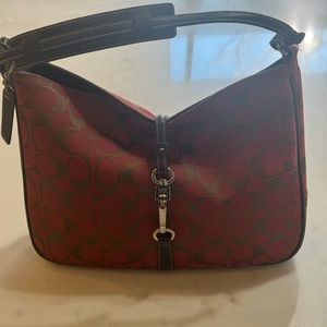 Coach handbag red with brown “C” logo